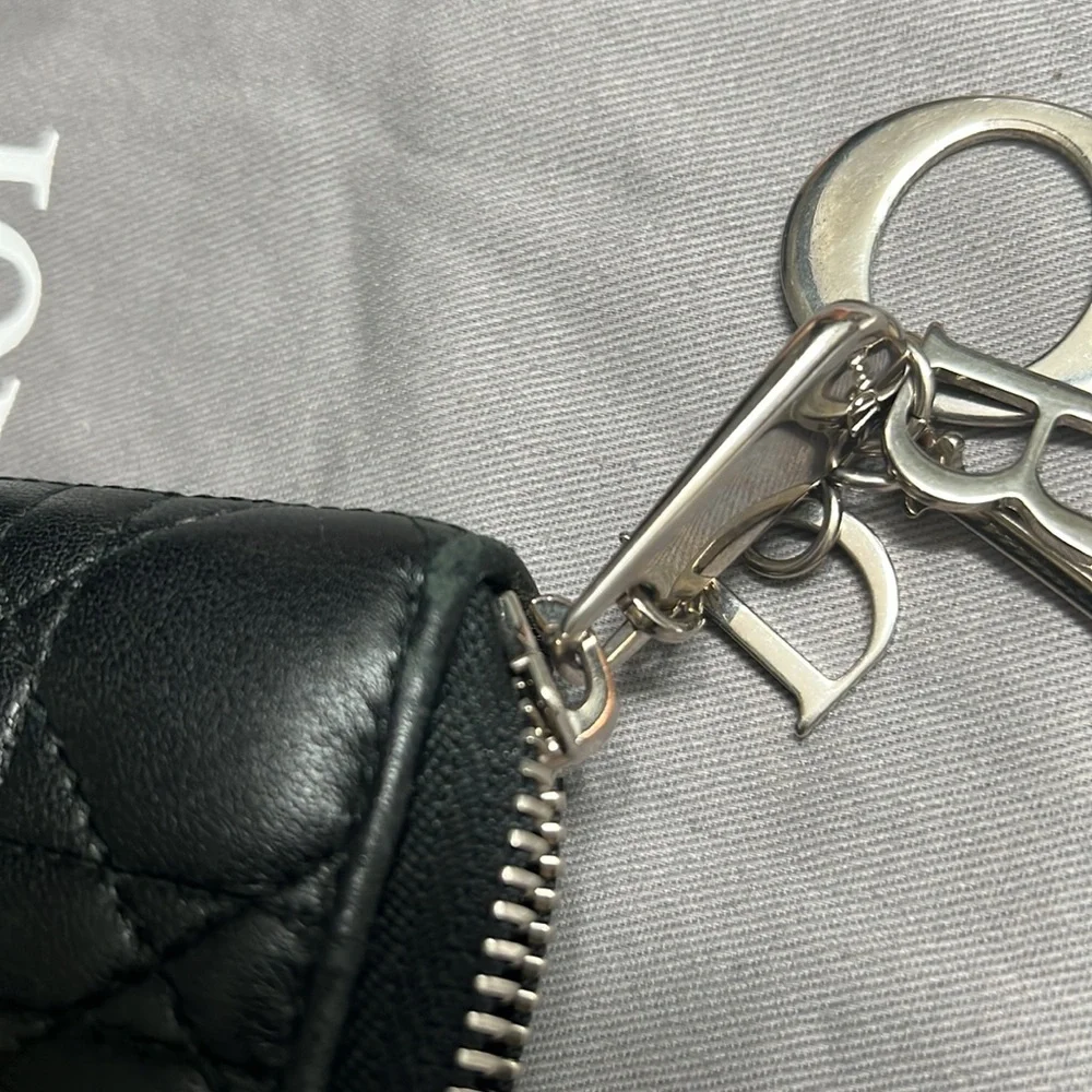 Dior Black Quilted Leather Zip Wallet